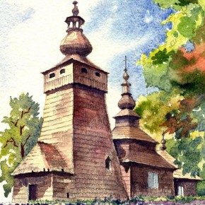1697 Church, Povoroznyk (Powroznik), Nowy Sacz, Poland. Southwestern view.